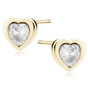 Cercei argint placati cu aur galben inima cu piatra DiAmanti Z2150EG_W-DIA (Argint 925‰ 1,7 g.)